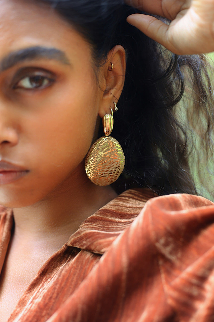 Boucles d'oreilles Paradis cuir doré