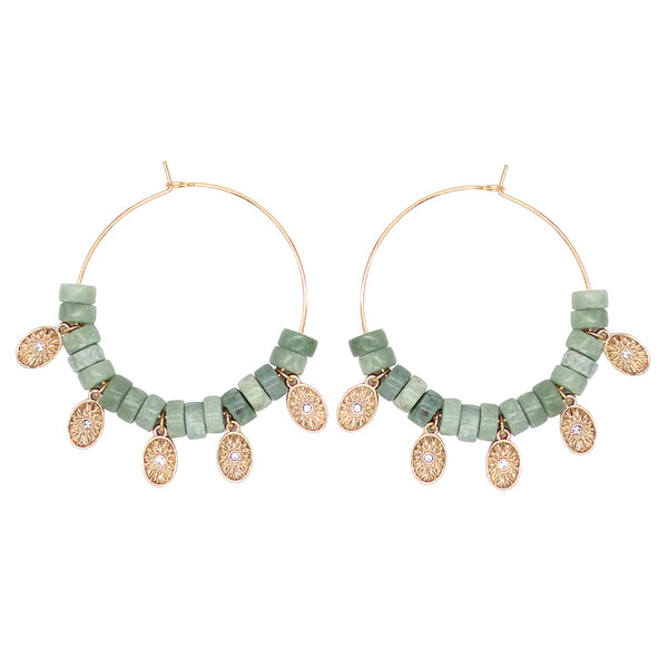 Boucles d’oreilles Guillemette - Or / Aventurine - Boucles 